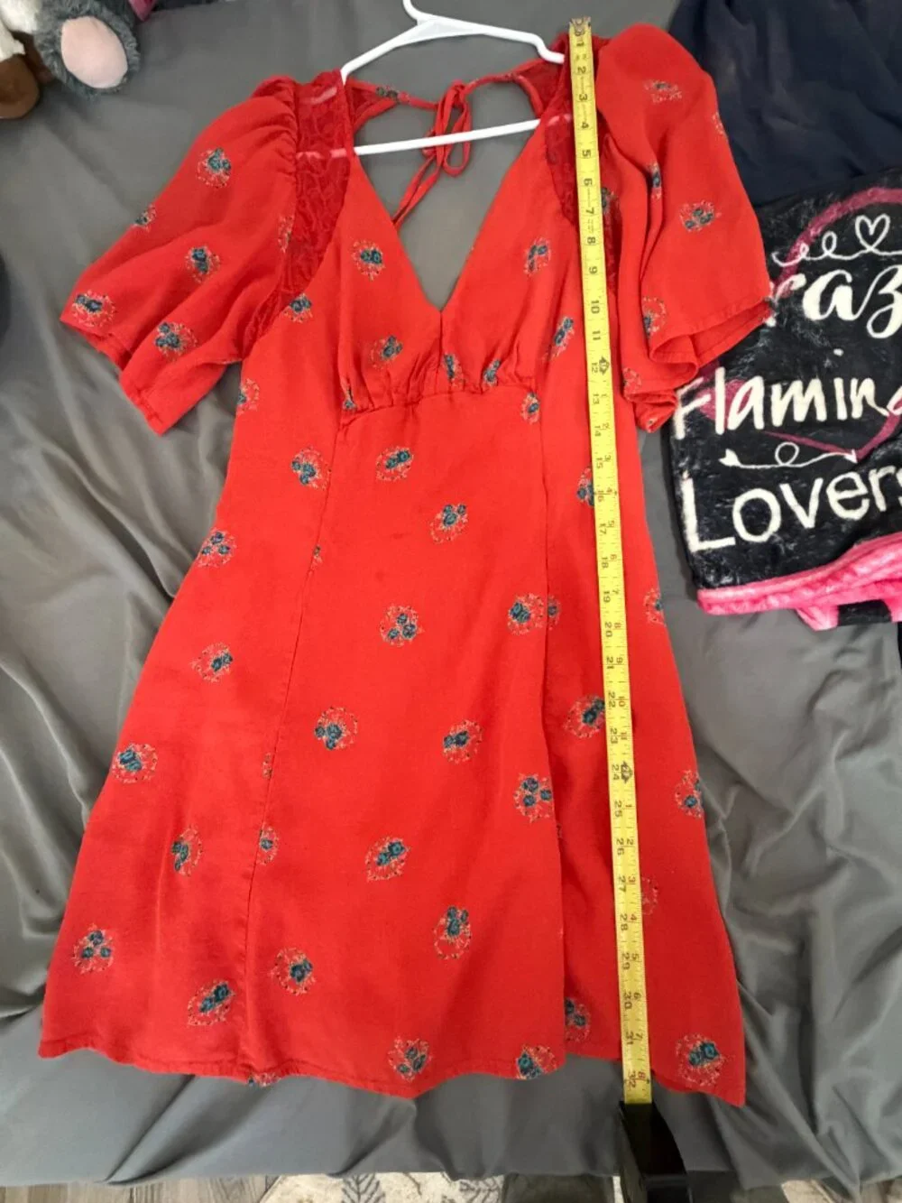 Free People Mockingbird Open Back Mini Dress Red Floral - Picture 5 of 16
